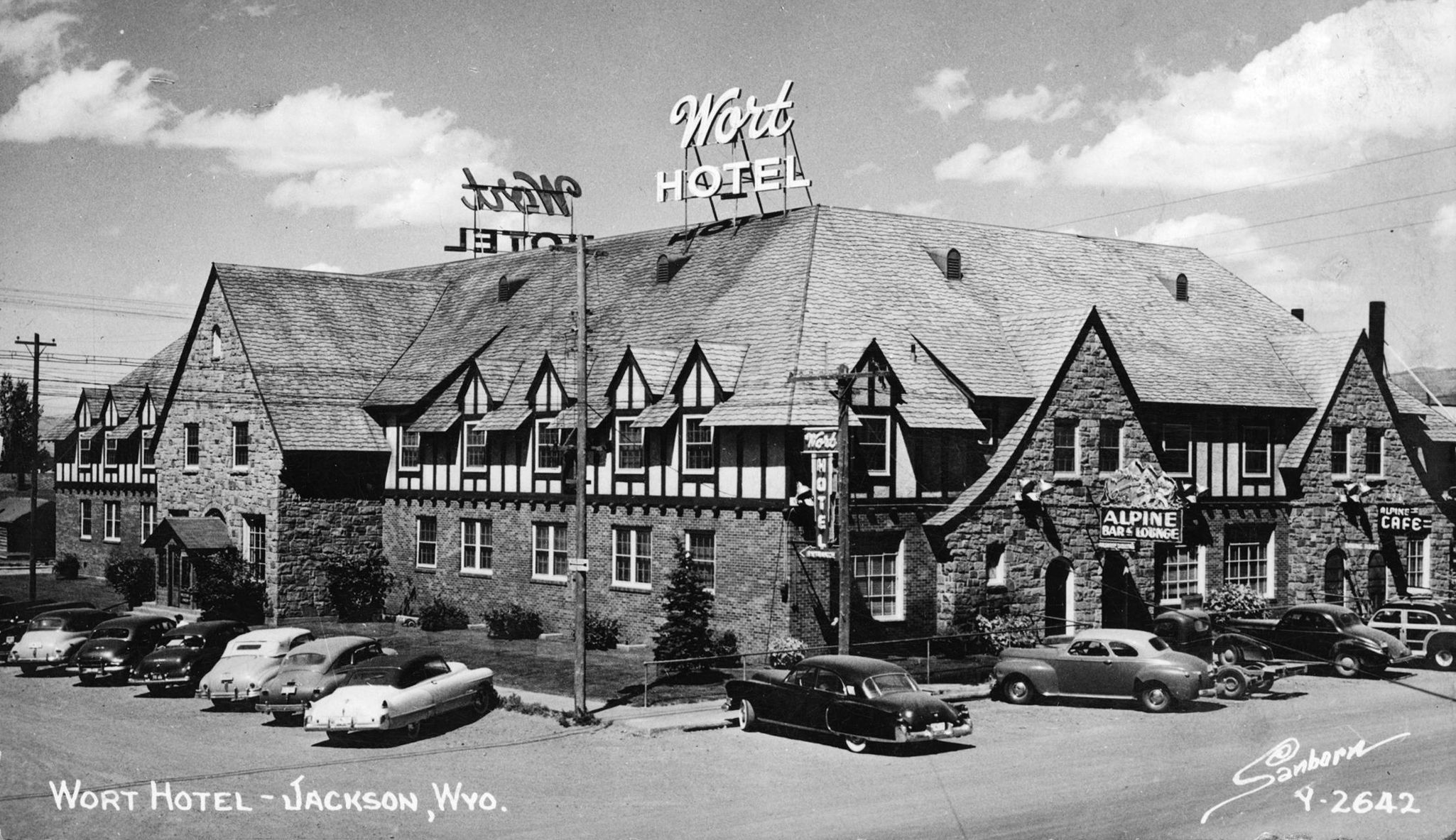 Historical Image of the Exterior of The Wort Hotel, a member of Historic Hotels of America since 2002, located in Jackson Hole, Wyoming